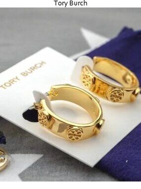 Tory Burch Miller Stud Huggie Hoop Earrings